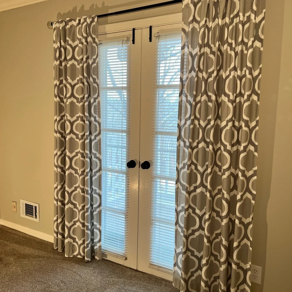 2 curtain panels Geometric Pattern Gray 84” long